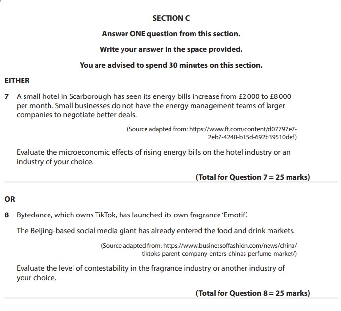 A-Level Economics 25-Marker Past Paper Questions