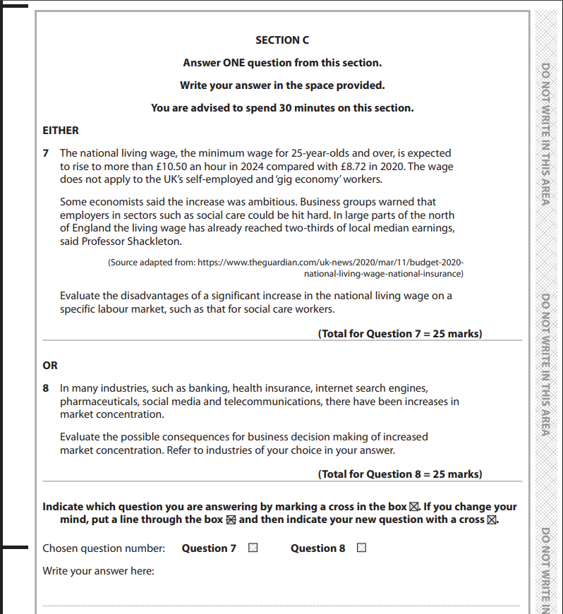 Edexcel A-Level Economics 25-Markers on Microeconomics